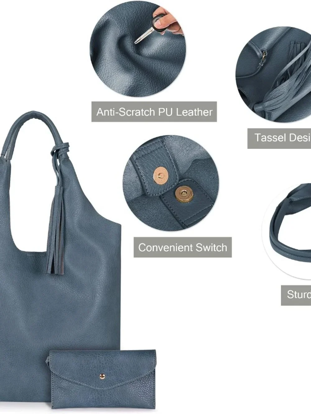 Slouchy Hobo Bags for Women Soft Designer Shoulder Purses Ladies Top Handle Hand_5